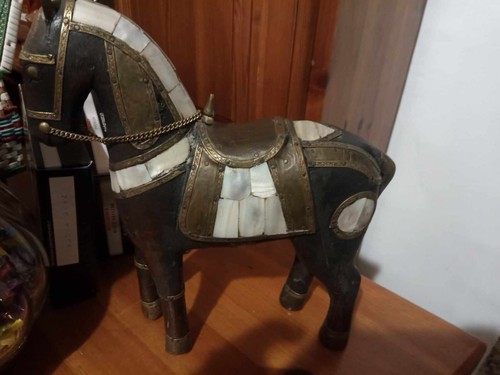 Cavallo legno madreperla rame - madreperla,