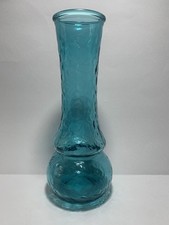 Vaso Porta Fiori In Vetro Martellato Color Azzurro Turchese Firmato Bibi