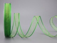 Nastro decorativo CHIFFON verde mela trasparente in organza con bordi in