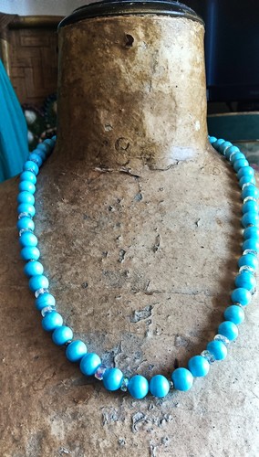 Collana vintage vetro azzurro