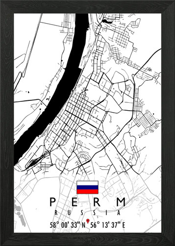 Perm map russia poster arte - russia,