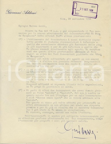 1956 roma lettera produttore - lettera,