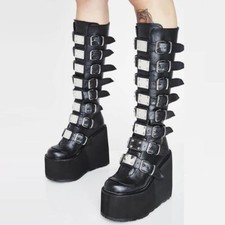 womens Punk Style Wedge Scarpe