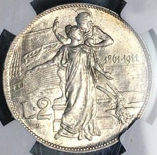 1911 NGC AU 58 Italy 2 Lire