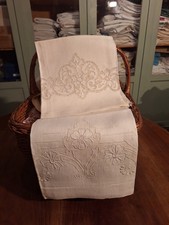 Coppia Antichi Asciugamani Lino Ricamo A Mano Cm102x70Perfetti Mai Usati.