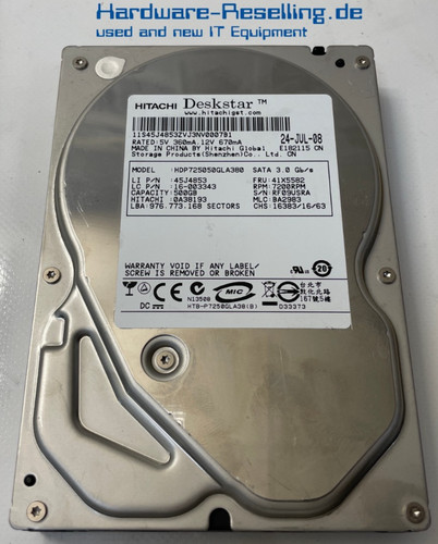 Ibm hitachi 500 sata - gb, 3,5"