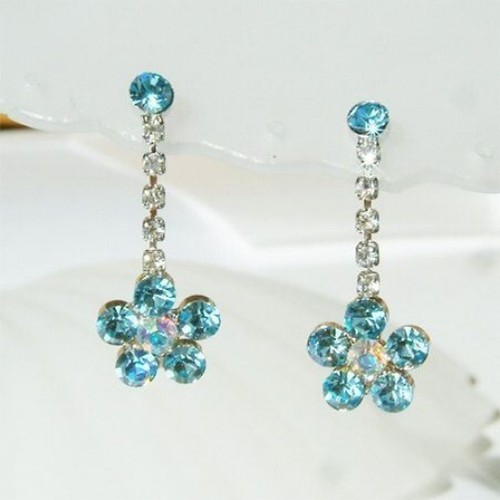 Orecchini sposa florali blu - orecchini, da