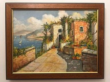 Olio su pannello telato 30X40 cm Quadro firmato Di Grande+certificato+cornice