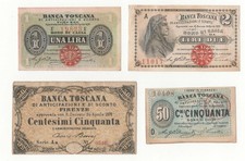 LOTTO X4 50 CENTESIMI 1/2 LIRE   BANCA TOSCANA DI ANTICIPAZIONE E SCONTO 1870