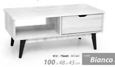 TAVOLINO SALOTTO PORTA TV DIVANO MODERNO BIANCO ROVERE SBIANCATO 100*48*43CM