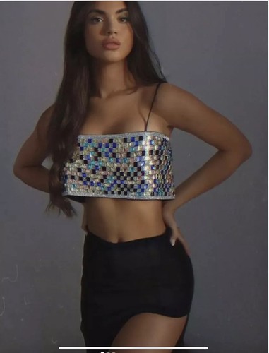 Zara strappy shiny crop top - shiny,