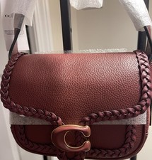 Coach Tabby Messenger 19 tracolla intrecciata in pelle di vino ciottoli nuova con etichette $495