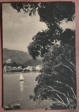 CARTOLINA PAESAGGIO PANORAMA MARE BARCA BARCHE A VELA ALBERI 2