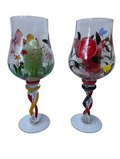 VASO VETRO PORTACANDELE CON SABBIA E CANDELA CM30 DIPINTO A MANO ROSE O FARFALLE