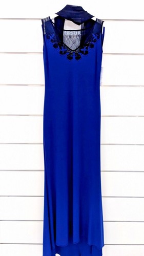 Abito donna lungo blu bianca - abito,