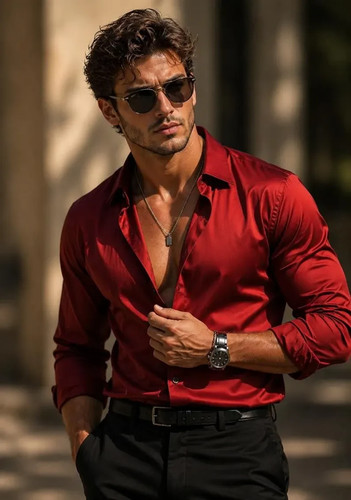 Men silk shirt - men’s, luxury