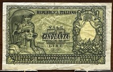 Banconota 50 Lire Elmata