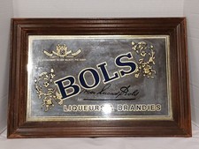 Grande insegna pubblicitaria bar specchio incorniciato LIQUORI BOLS VINTAGE 25"x17"