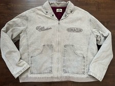 ICONACLUB Uomo Collezione Raggi GIACCA DENIM CROP RICAMATA CAPPOTTO Racing Tg XL