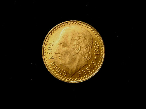 Messico oro 2 pesos 1945 - 1/2,