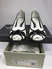 GEOX - SCARPA DONNA PELLE - BIANCO E NERO - TG 36 - TACCO H 6,5 CM - USATO -