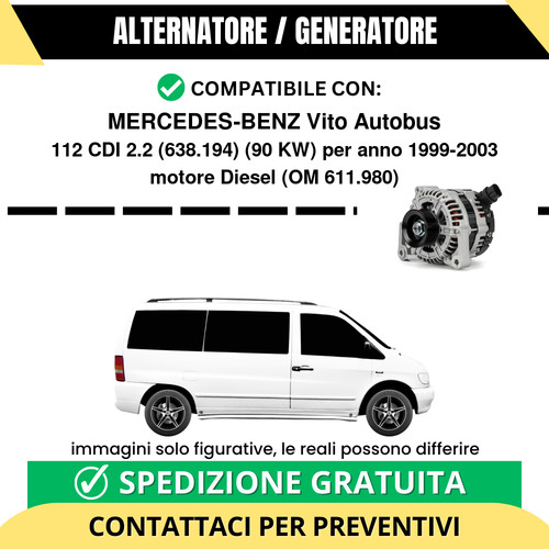 Alternatore mercedes benz vito - alternatore, mercedes-benz