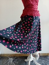 Gonna In Seta Vintage A Pois Taglia 42