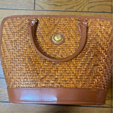 Borsa a mano Valentino vintage in pelle con cestino marrone