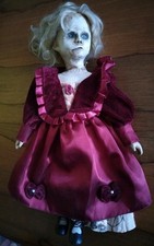 Hand Painted Scary Horror Spooky Hanging Porcelain Doll, Blue Eyes, 15" - 40 cm