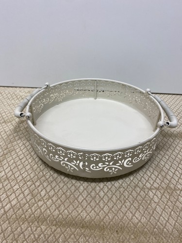 Vassoio tondo metallo shabby - vassoio,