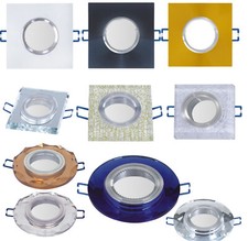 FARETTO INCASSO PORTAFARETTO FISSO LAMPADA GU10 LED ALLUMINIO VETRO FORO 60 MM