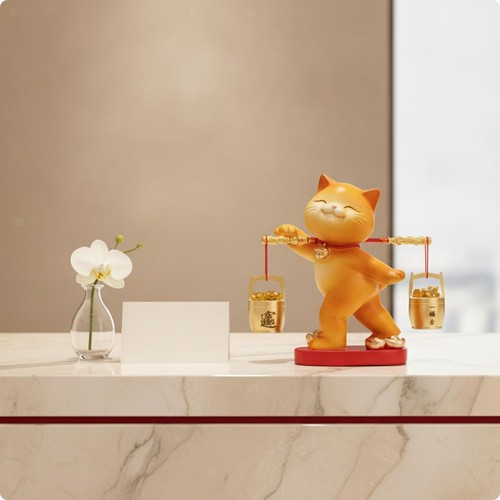 Statua gatto con secchi - statua,