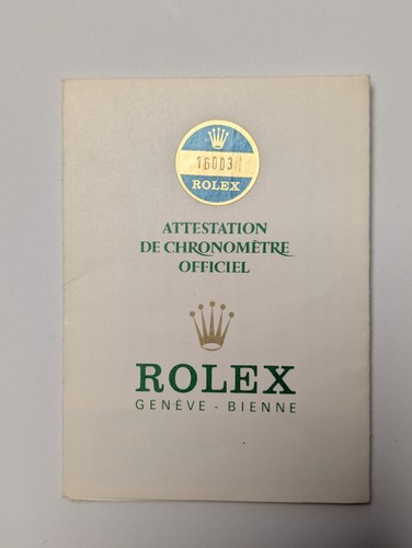 Datejust 16003 warranty paper - warranty,