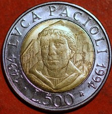 Italy 500 Lire Luca Pacioli