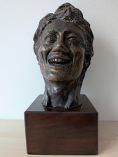 Jules Dalou 1864  scultura /statua Busto di uomo  in bronzo -  base legno