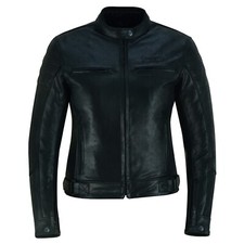 Giubbino Giacca Pelle Moto Vintage Nero Lion Donna Protezioni CE Rimovibili