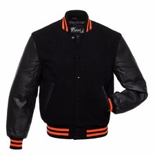 Bomber nero pura lana Varsity
