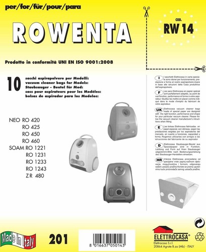 Sacchi buste rowenta - sacchi,