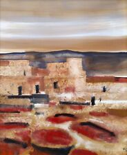 Salvatore Magazzini Veduta di Marrakech Souk Marocco Dipinto Olio Moderno Originale