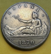 5 pesetas plata 1870 Gobierno