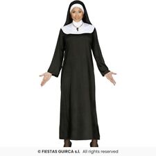 COSTUME SUORA CARNEVALE RELIGIOSA VESTITO ADULTA DONNA CON CUFFIA MONACA CHIESA