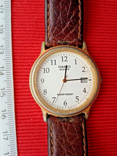 Casio quartz- water resist. - vintage dorato cinturino pelle