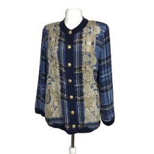 Cardigan da donna blu celeste elegante Vintage Gibi Roma in seta cerimonia 48 XL