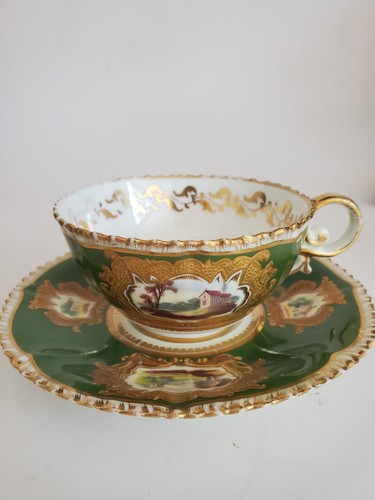 Antica tazza piattino verde - tazza,