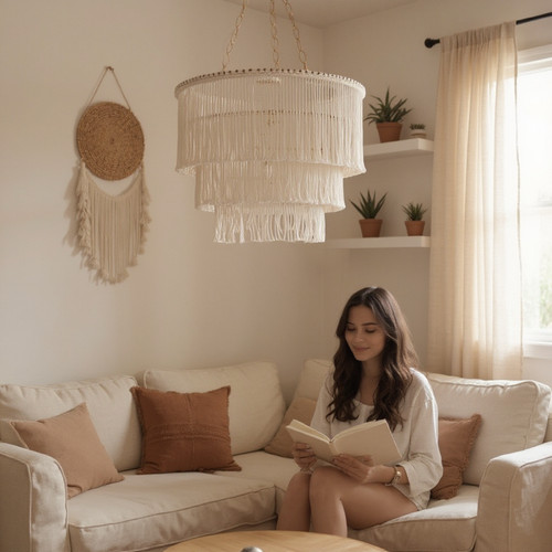 Lampadario con frange - , boho