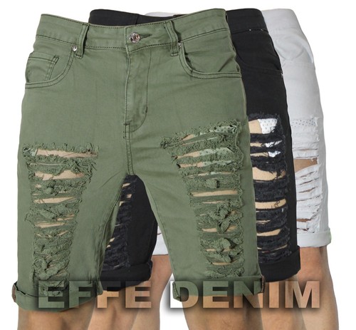 Bermuda cotone strappati - cotone, jeans