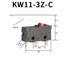 10 PZ KW11-3Z-C Microinterruttore 2/3Pin NO/NC Mini Interruttore di Limite 5A 250VAC