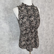 Camicia H&M 38 M smanicata nera beige elegante collo alto