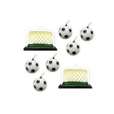 Candeline Palloni Calcio Con 2 Porte Kit Decorazione Torta Compleanno Festa Tema