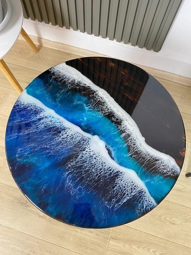 Blue handmade ocean waves - blue,